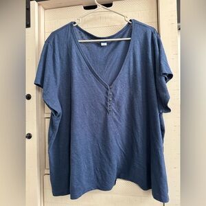 Old Navy Navy Blue V-Neck Blouse